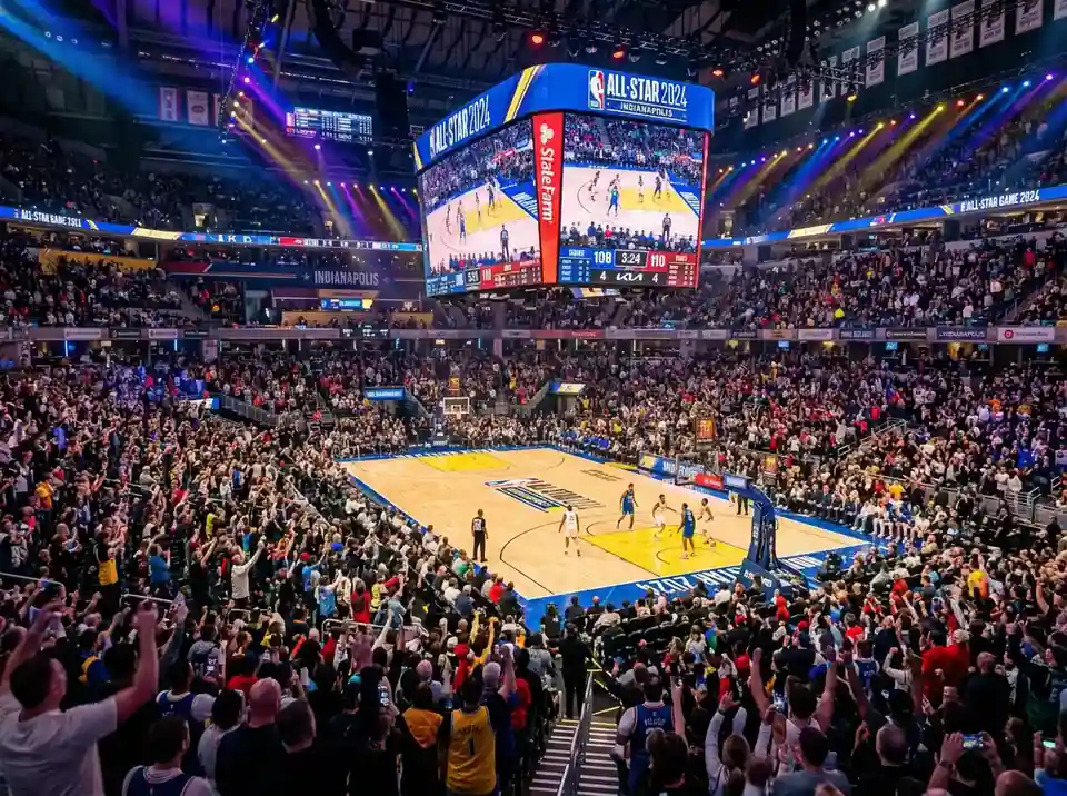 NBA All-Star Game court with betting statistics and prop markets display